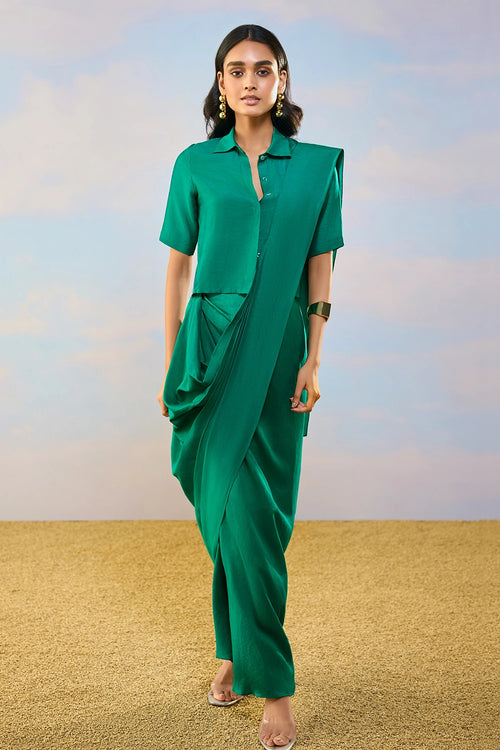 Textured Sari Drape Skirt