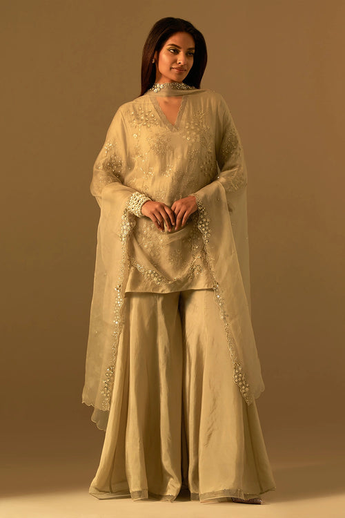 Shell Hand-Embroidered Organza Dupatta