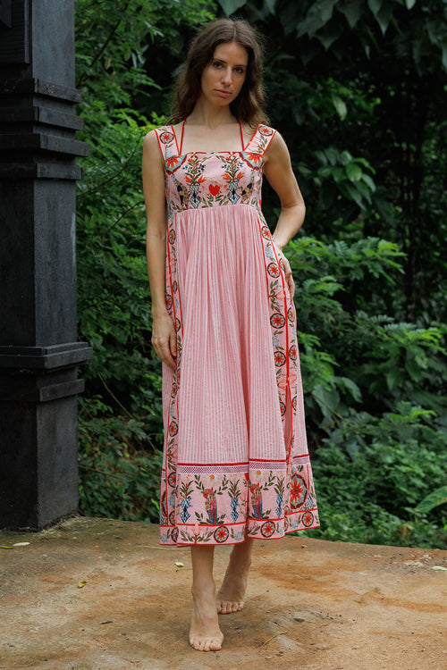 Cloud Pink Whisper Tie Midi Dress