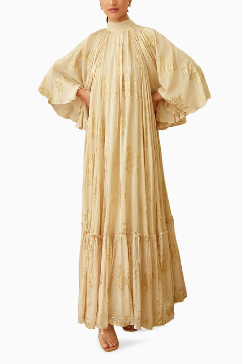 Ghee Foil Embroidered Maxi Dress