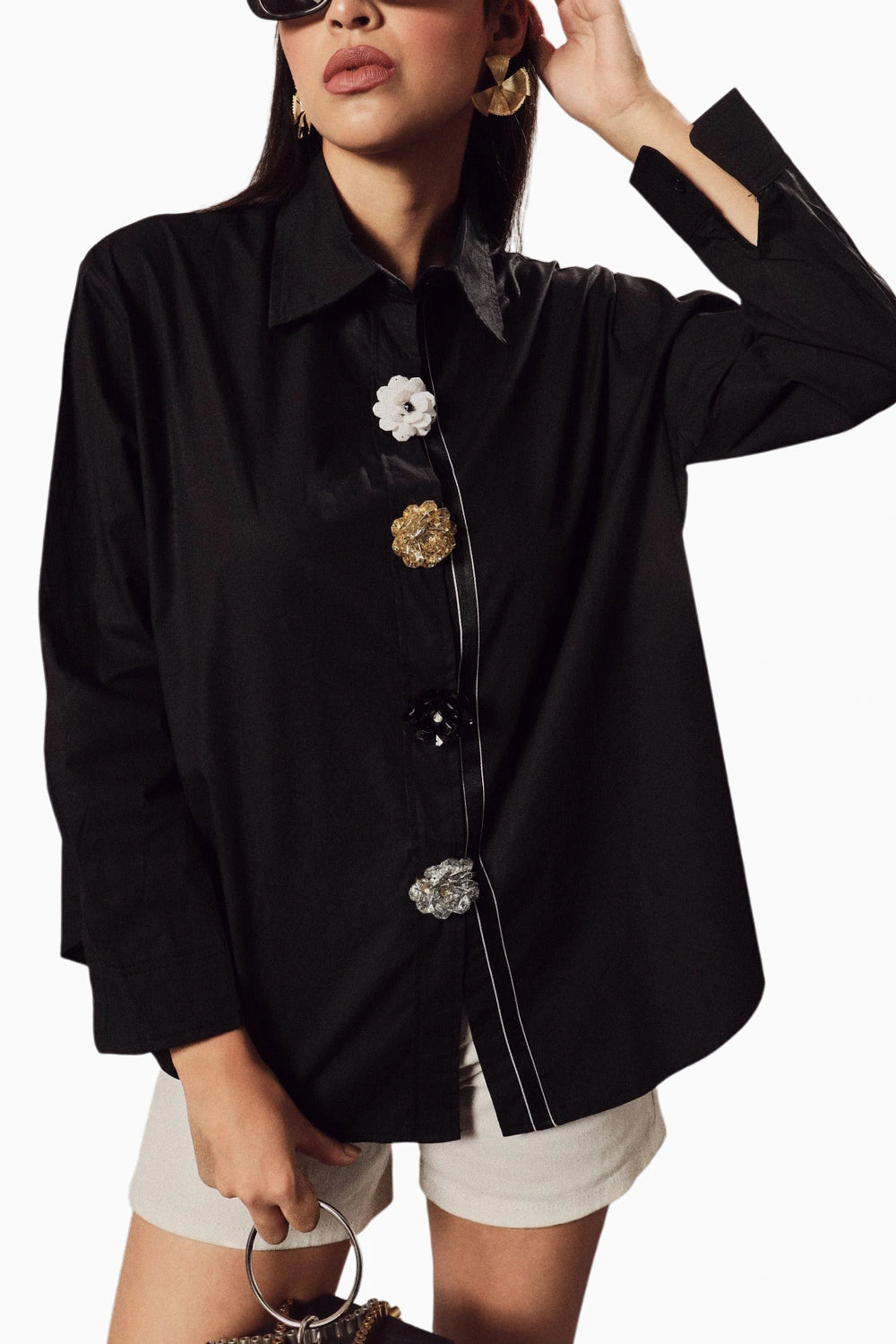 Beatrix Bejeweled Button Me Up Shirt