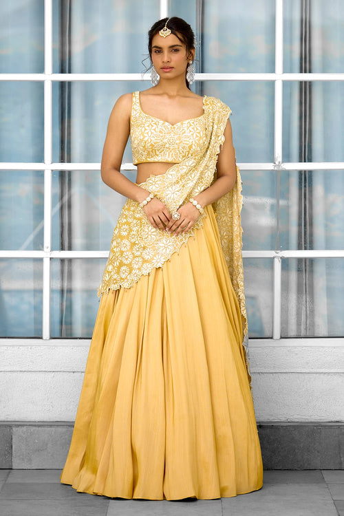 Marigold Muse Hand Embellished Lehenga Sari with Blouse