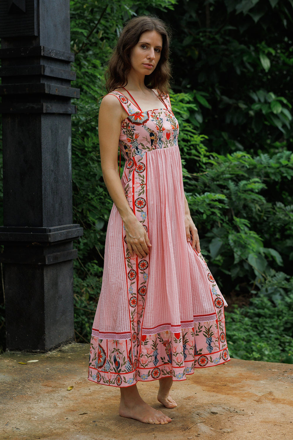 Cloud Pink Whisper Tie Midi Dress