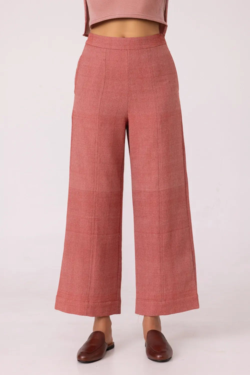 Moira Red Handwoven Denim Pants