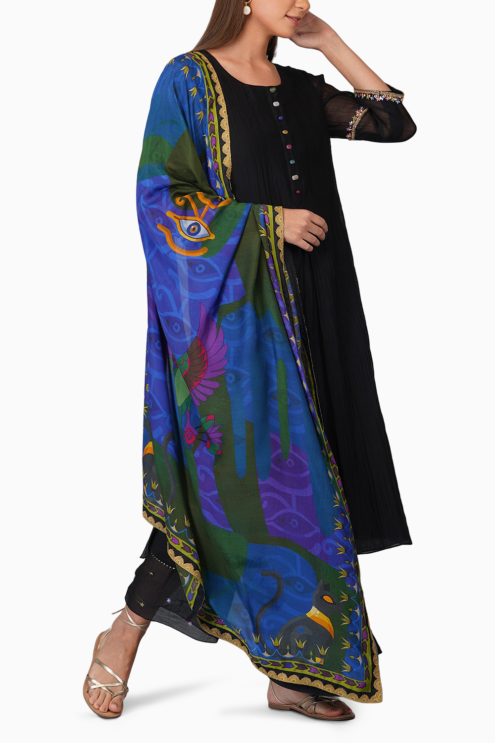 Egyptian Print Dupatta And Kurta Set