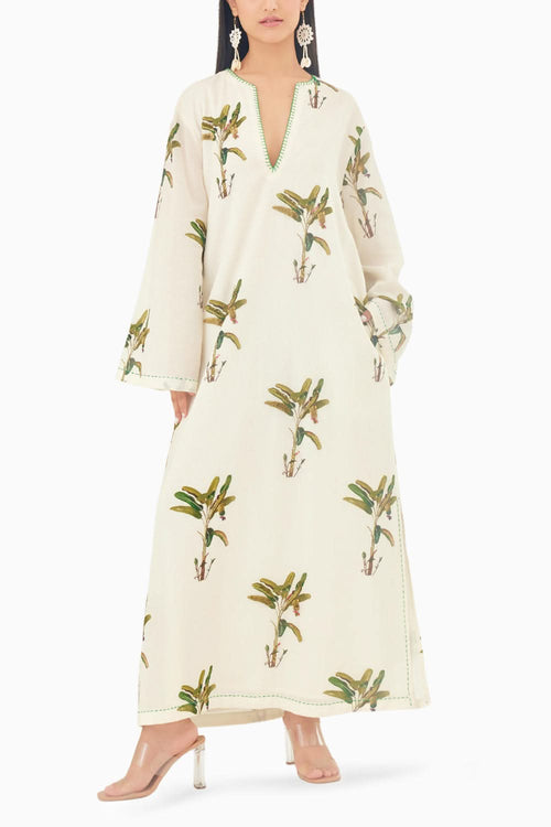Off-White Print Kaftan Dress