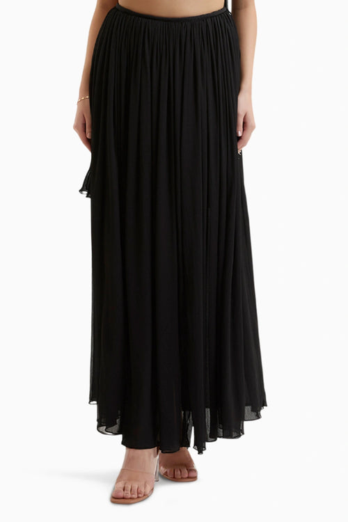 Black Morgana Gathered Maxi Skirt