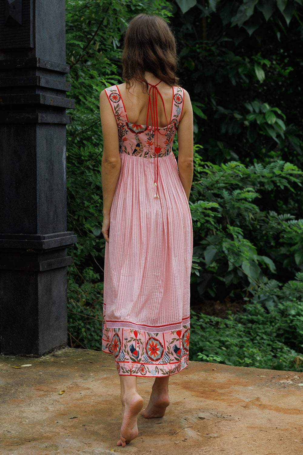 Cloud Pink Whisper Tie Midi Dress
