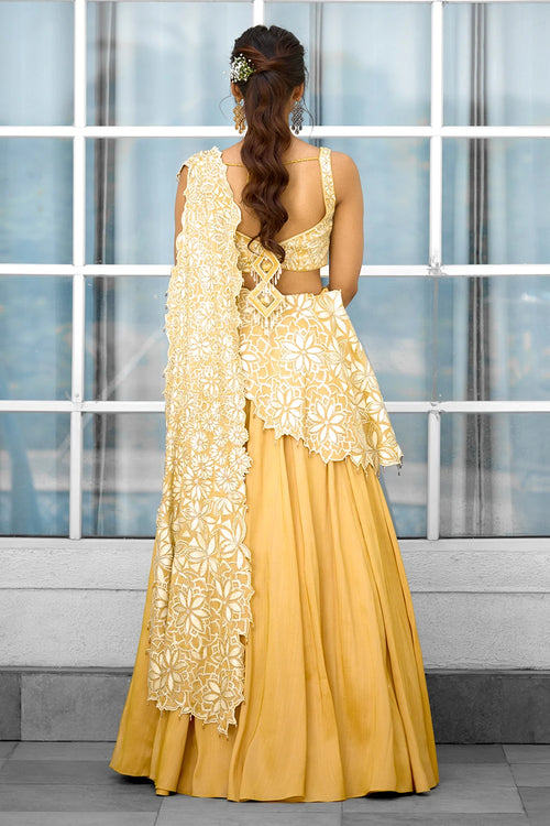 Marigold Muse Hand Embellished Lehenga Sari with Blouse