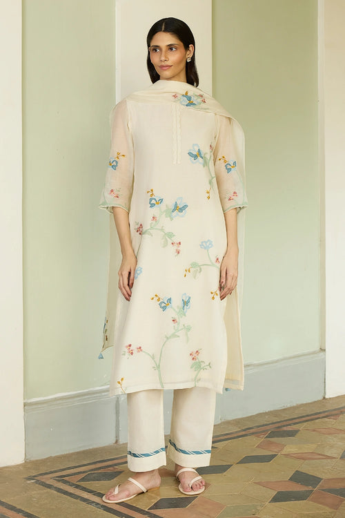 Ivory Applique Kurta Set