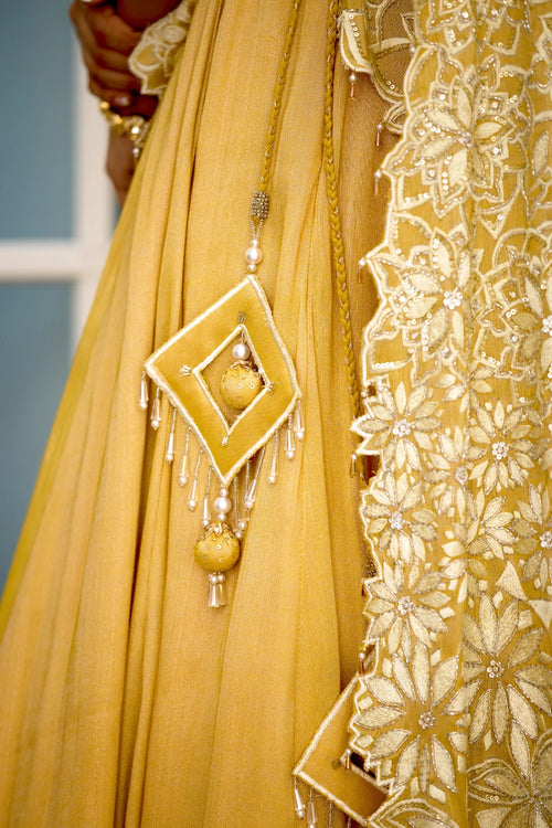 Marigold Muse Hand Embellished Lehenga Sari with Blouse