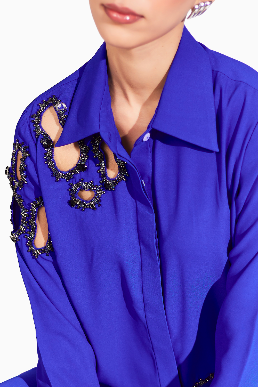 Electric Blue Abstract Ink Blue Shirt