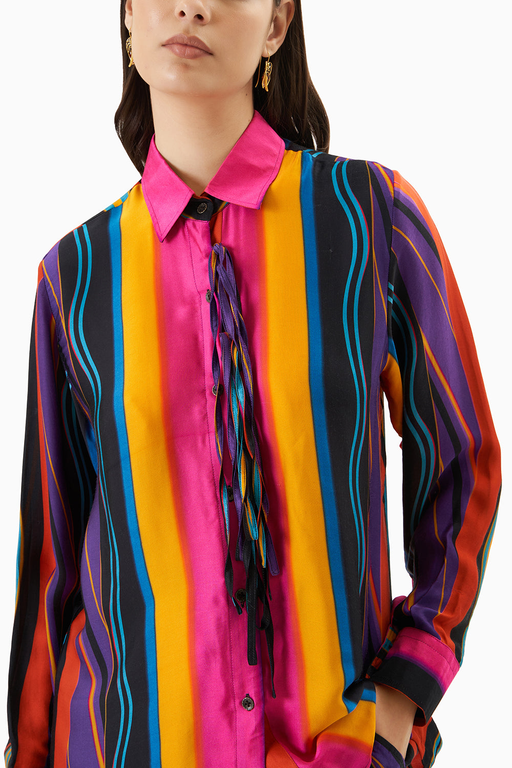 Multi coloured Dhari Vegan Silk Shirt