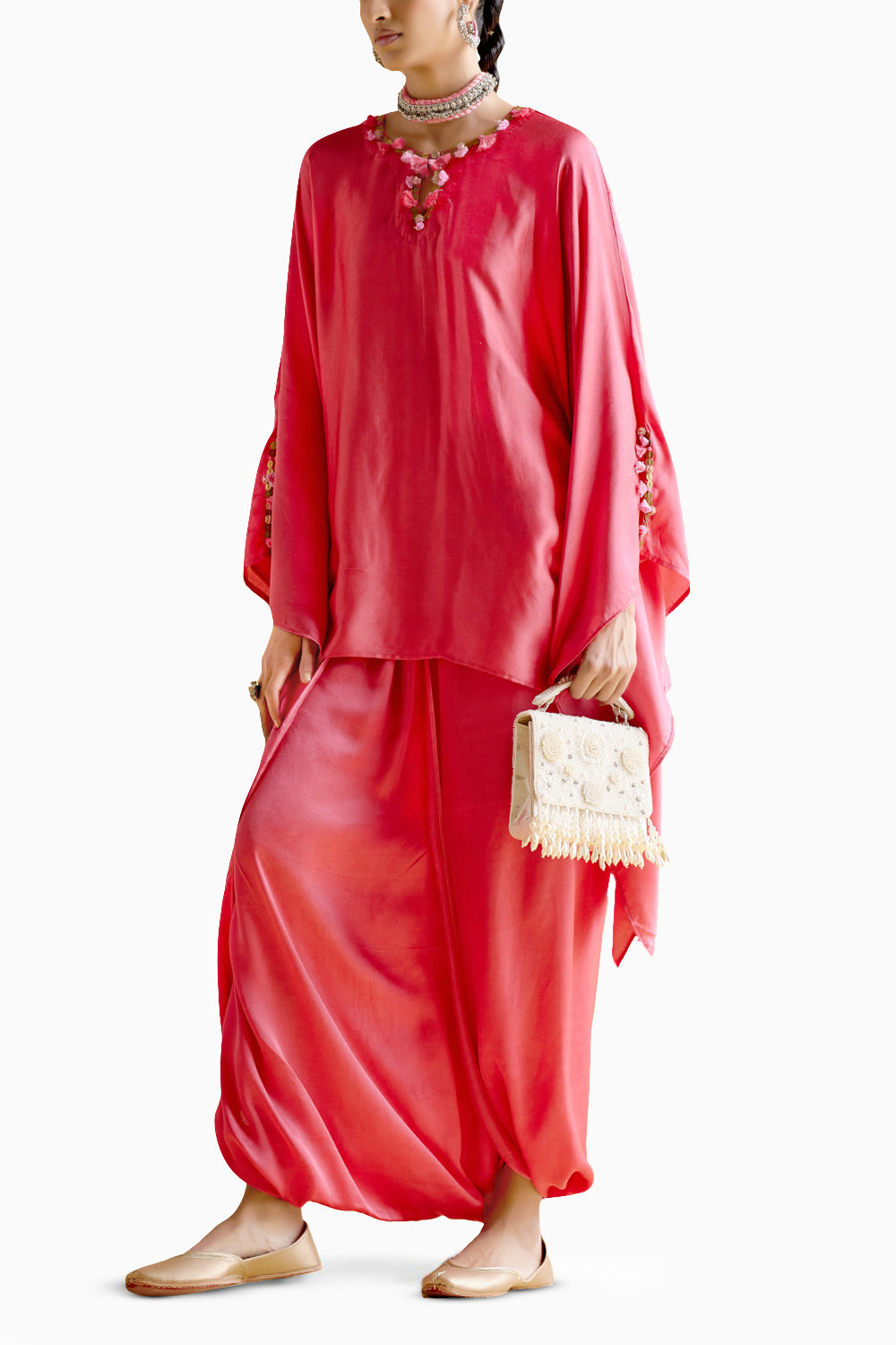 Arundhati Pink Kaftan with Skirt