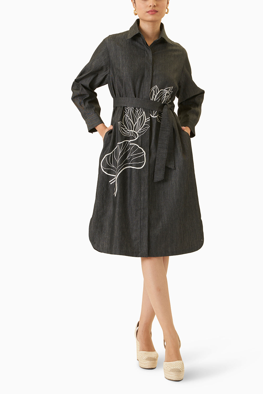 Black Lotus Shirt Dress