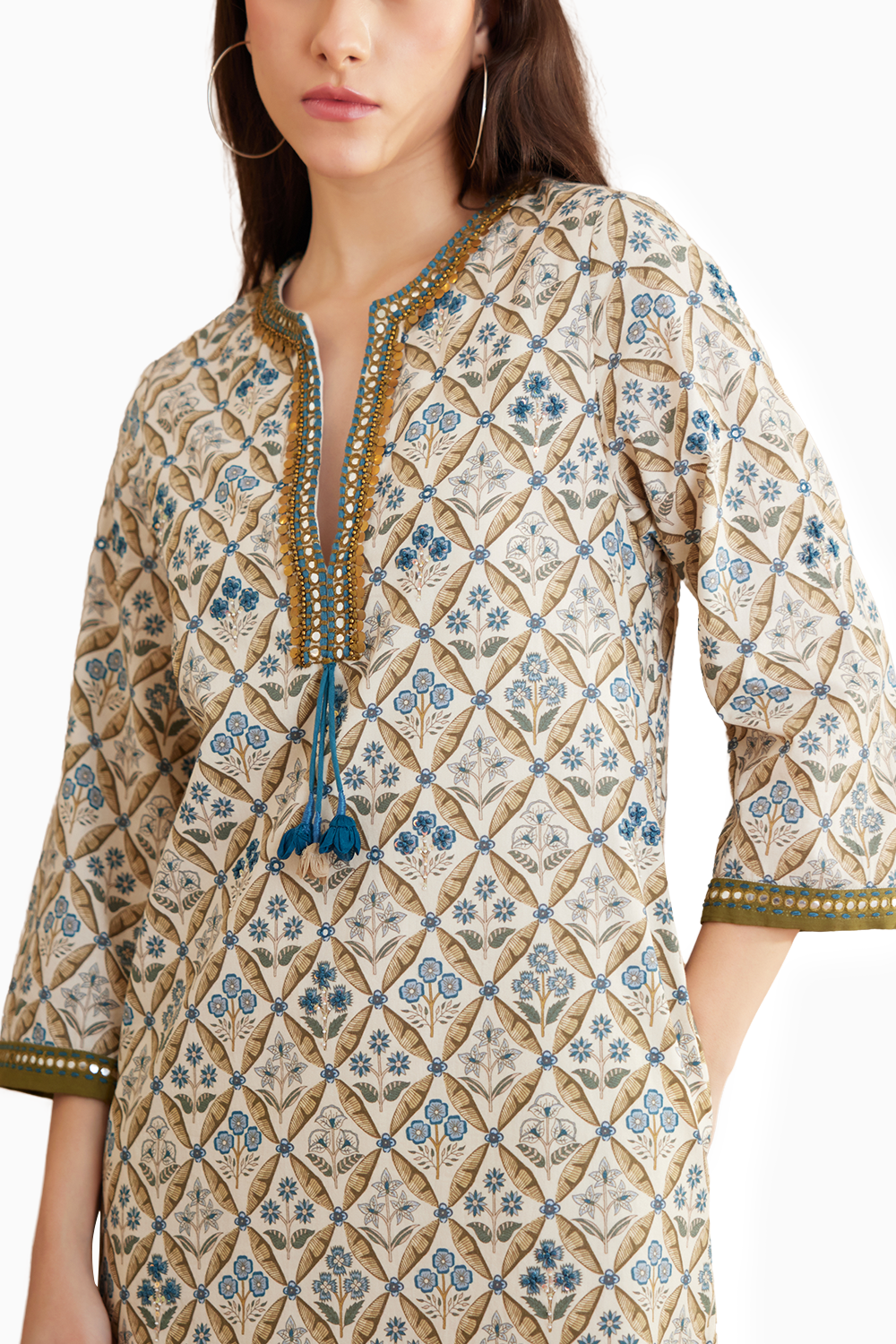 Bespoke Hand Embroidered Blue Kurta Set