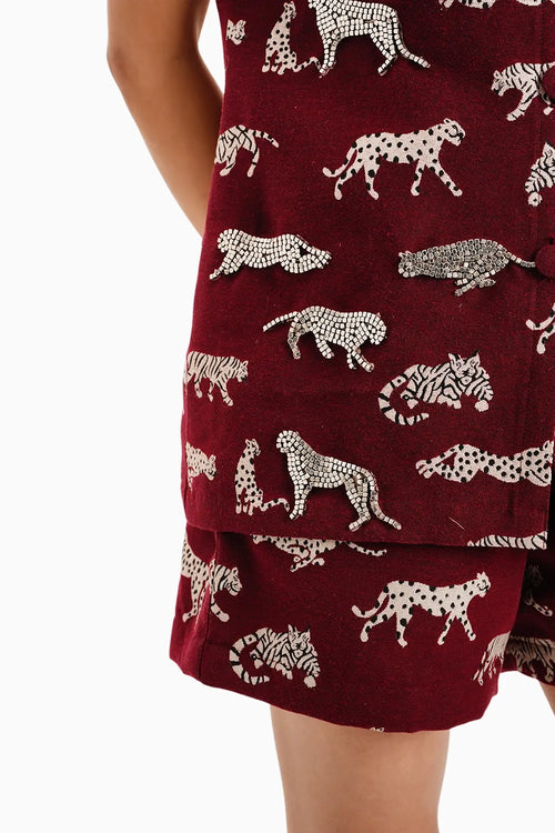 Maroon Leopard Jacket