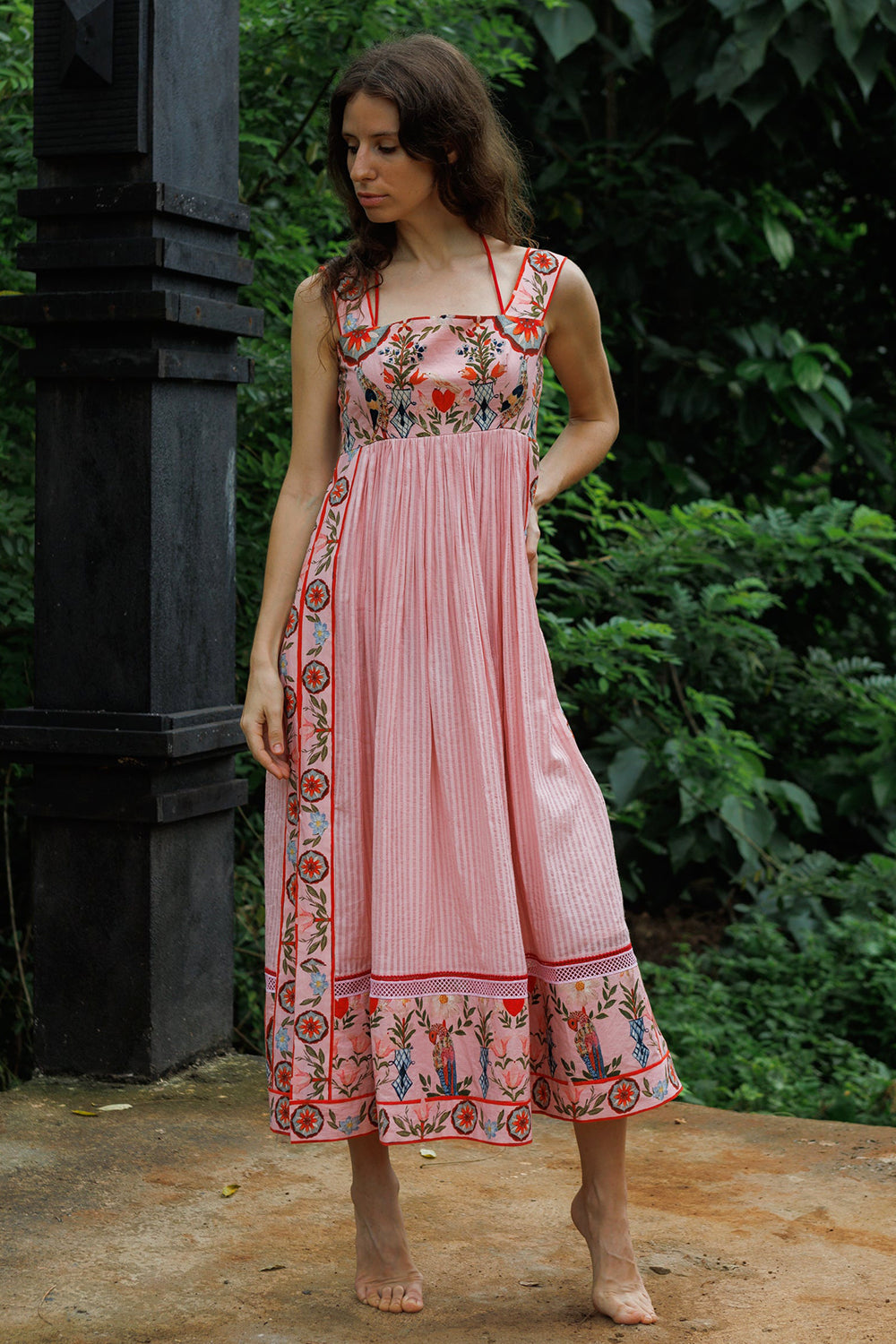Cloud Pink Whisper Tie Midi Dress