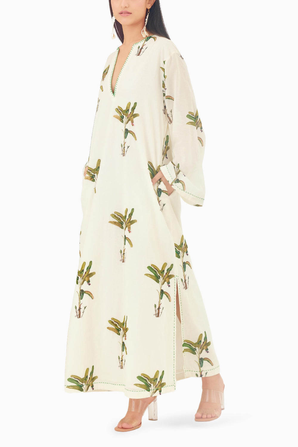 Off-White Print Kaftan Dress