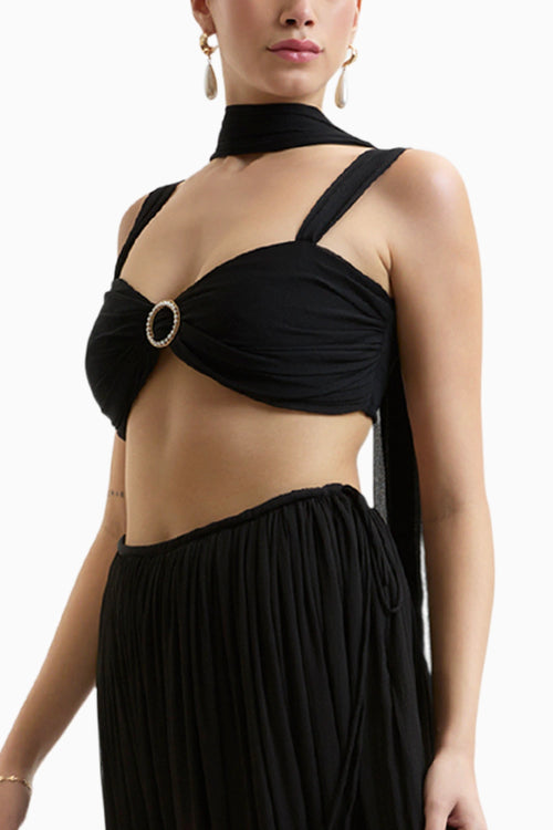 Black Morgana Buckle Crop Top