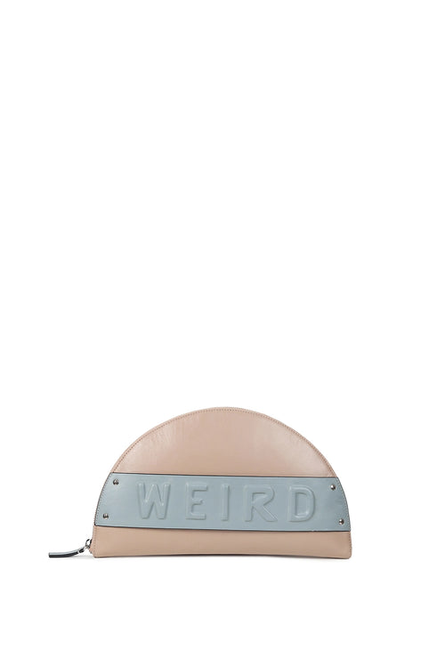 Lussa Beige Sky Blue Half Moon Clutch Bag