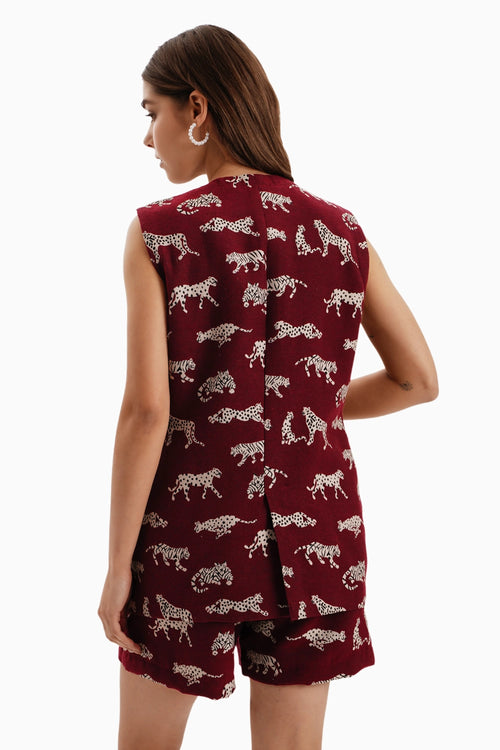 Maroon Leopard Jacket