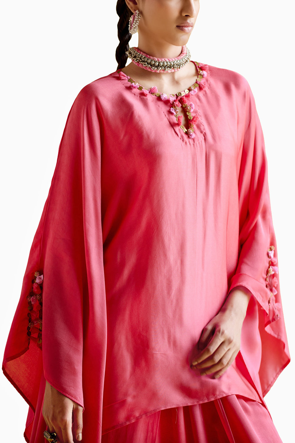 Arundhati Pink Kaftan with Skirt