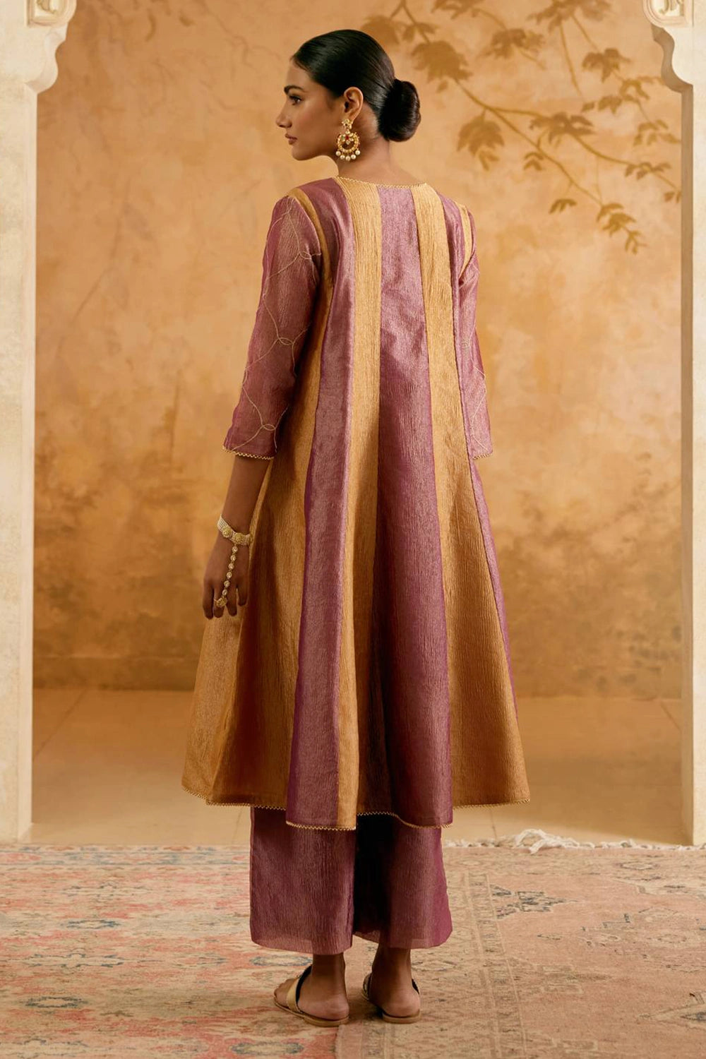 Amber Crush Tissue Anarkali With Pants