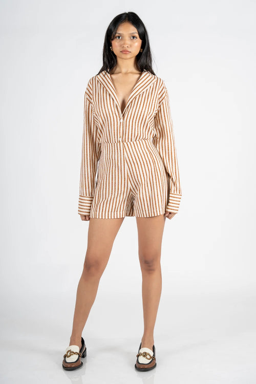 Brown Stripes Lapel shirt