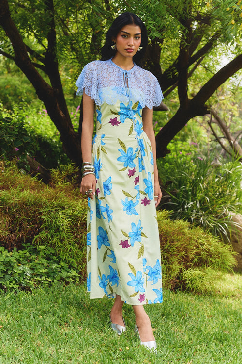 Blue Lily with Cape Dress