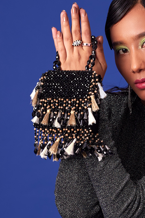 Daphne Black Crystal Bag