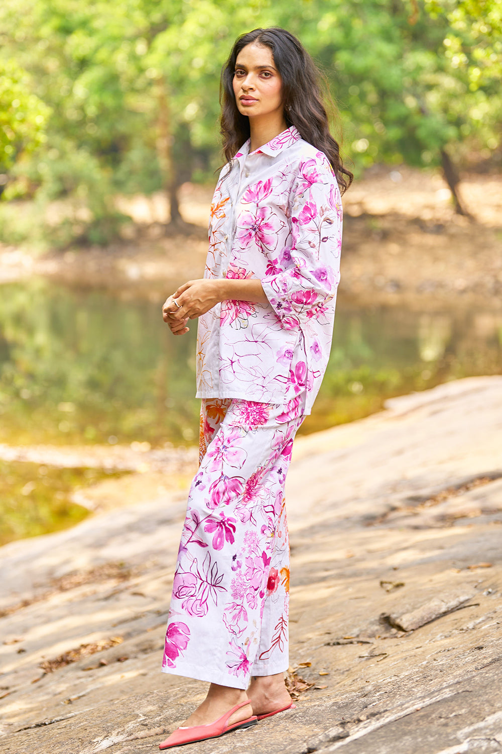 Asymmetric Floral Print Set