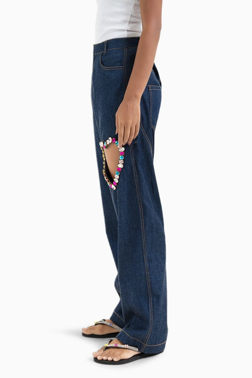 Gem Heart Denim Pants
