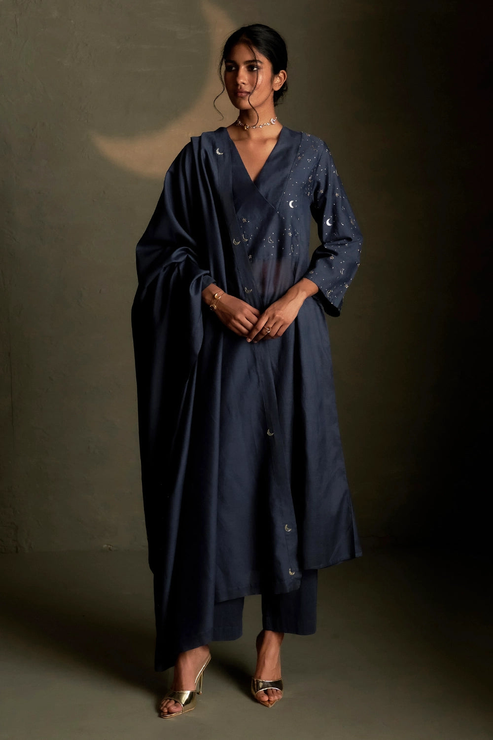 Blue Dusk Double Yoke Kurta Set