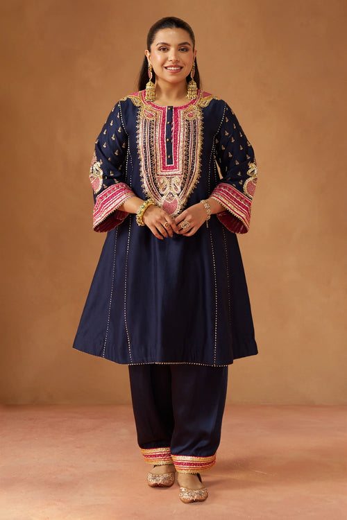 Riva Deep Blue Chauga with Salwar
