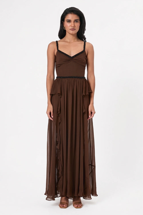 Embellished Ruffle Gown