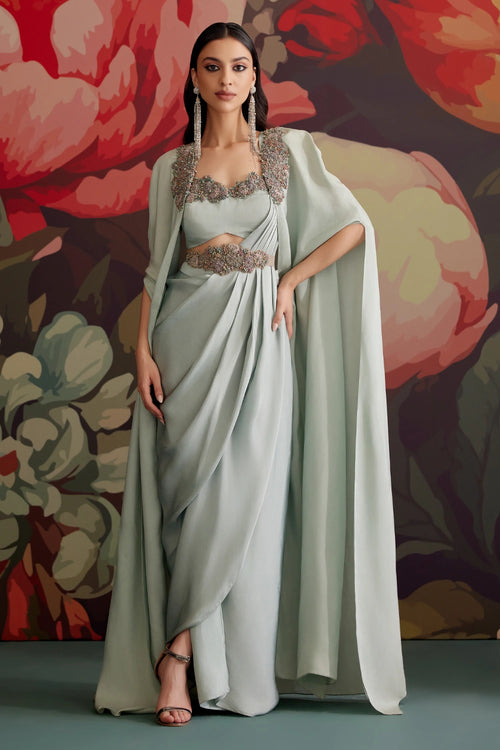 Asmani Cape Saree Set