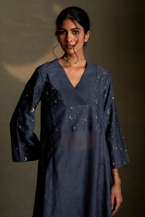 Blue Dusk Double Yoke Kurta Set