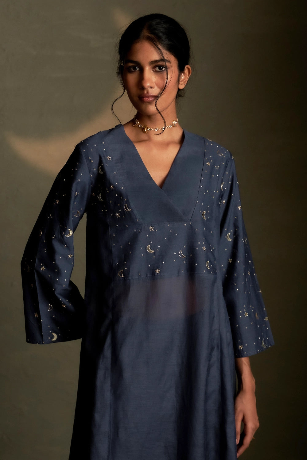 Blue Dusk Double Yoke Kurta Set