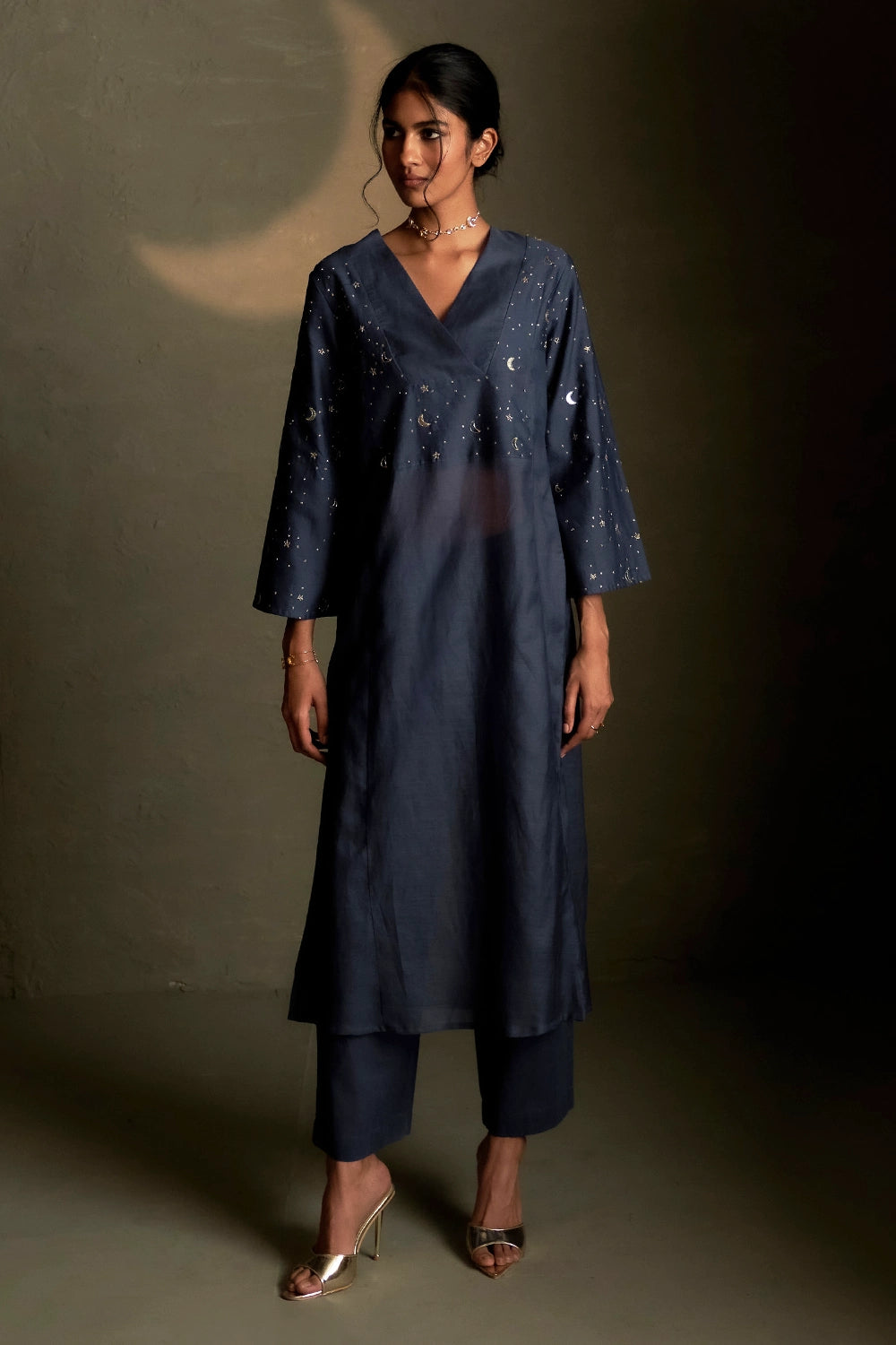 Blue Dusk Double Yoke Kurta Set