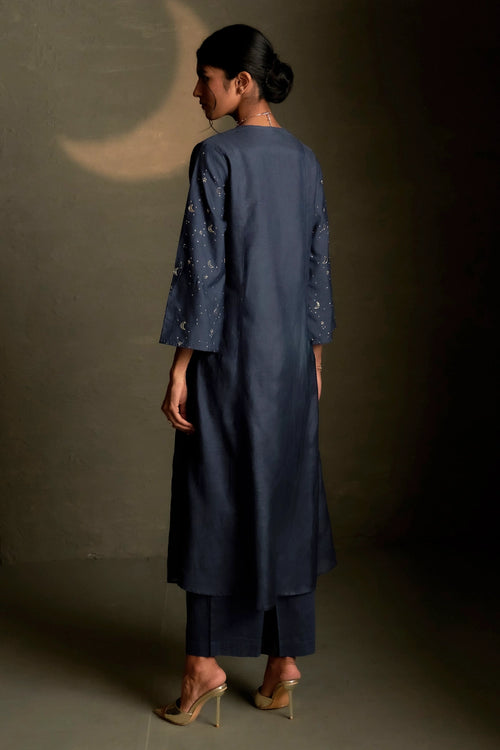 Blue Dusk Double Yoke Kurta Set