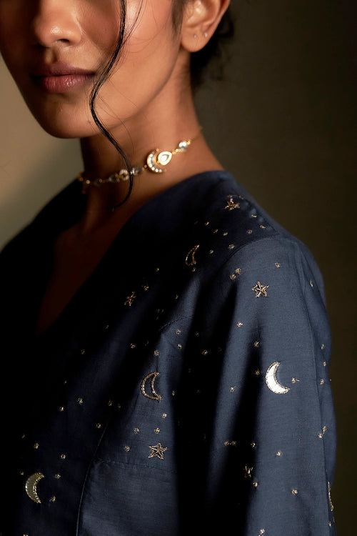 Blue Dusk Double Yoke Kurta Set