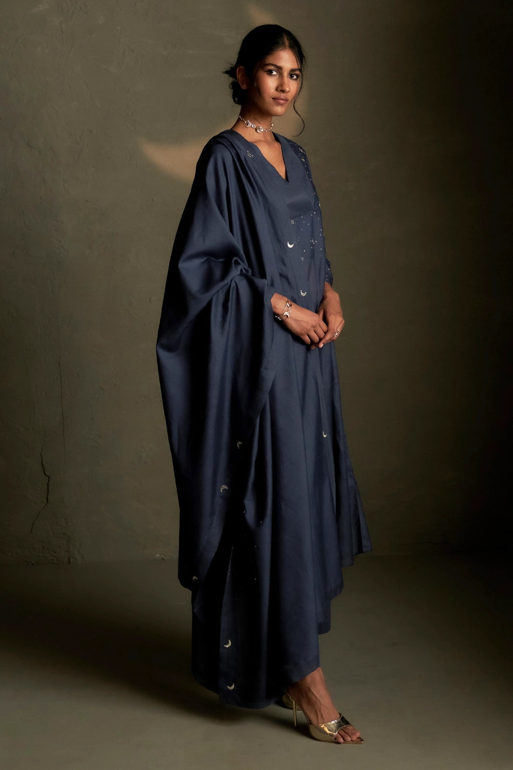 Blue Dusk Double Yoke Kurta Set