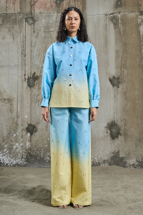 Soft Horizon Shirt With Embroidered Trousers