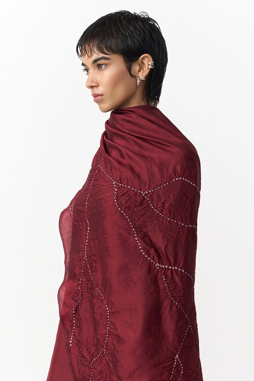 Badra Burgundy Dupatta