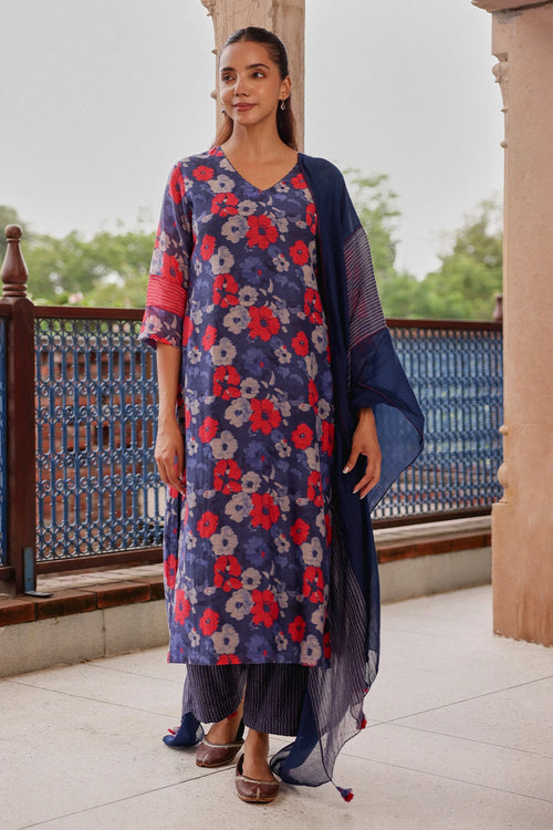 Indigo Bloom Kurta Set