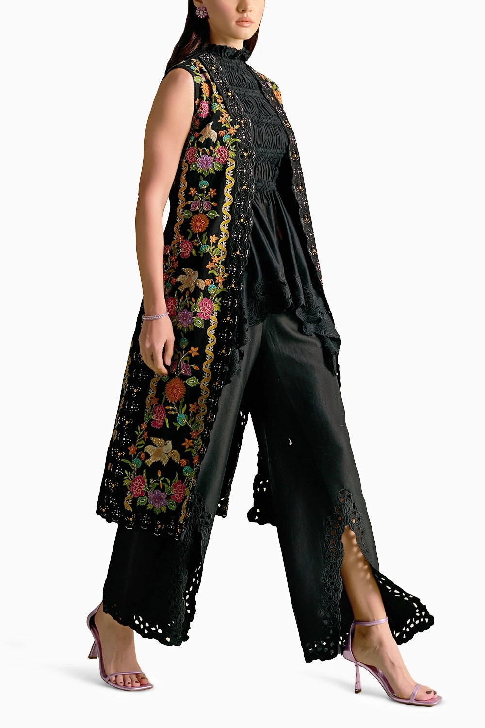 Black Cutwork Bell Co-Ord Set