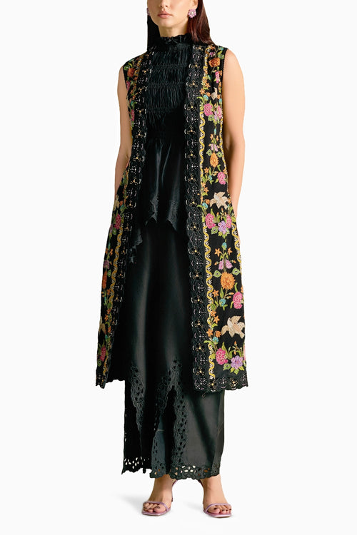 Black Floral Embroidered Jacket