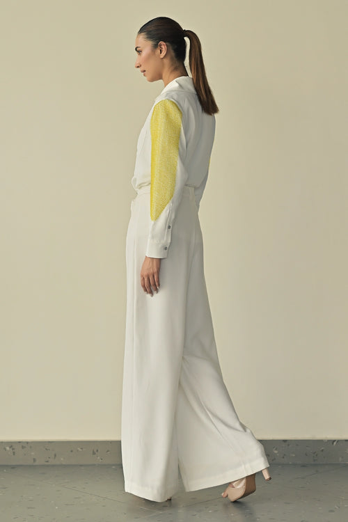 Night Sky Patch Pocket Shirt with Seam Flared Trousers