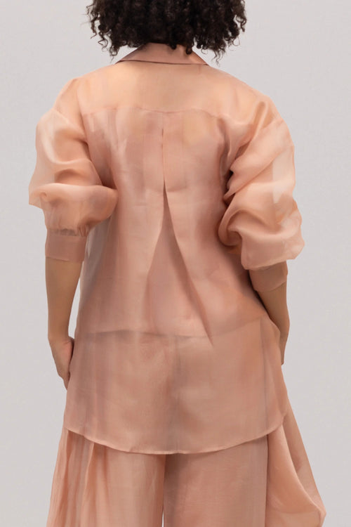 Eeda Peach Shirt Tissue Flower